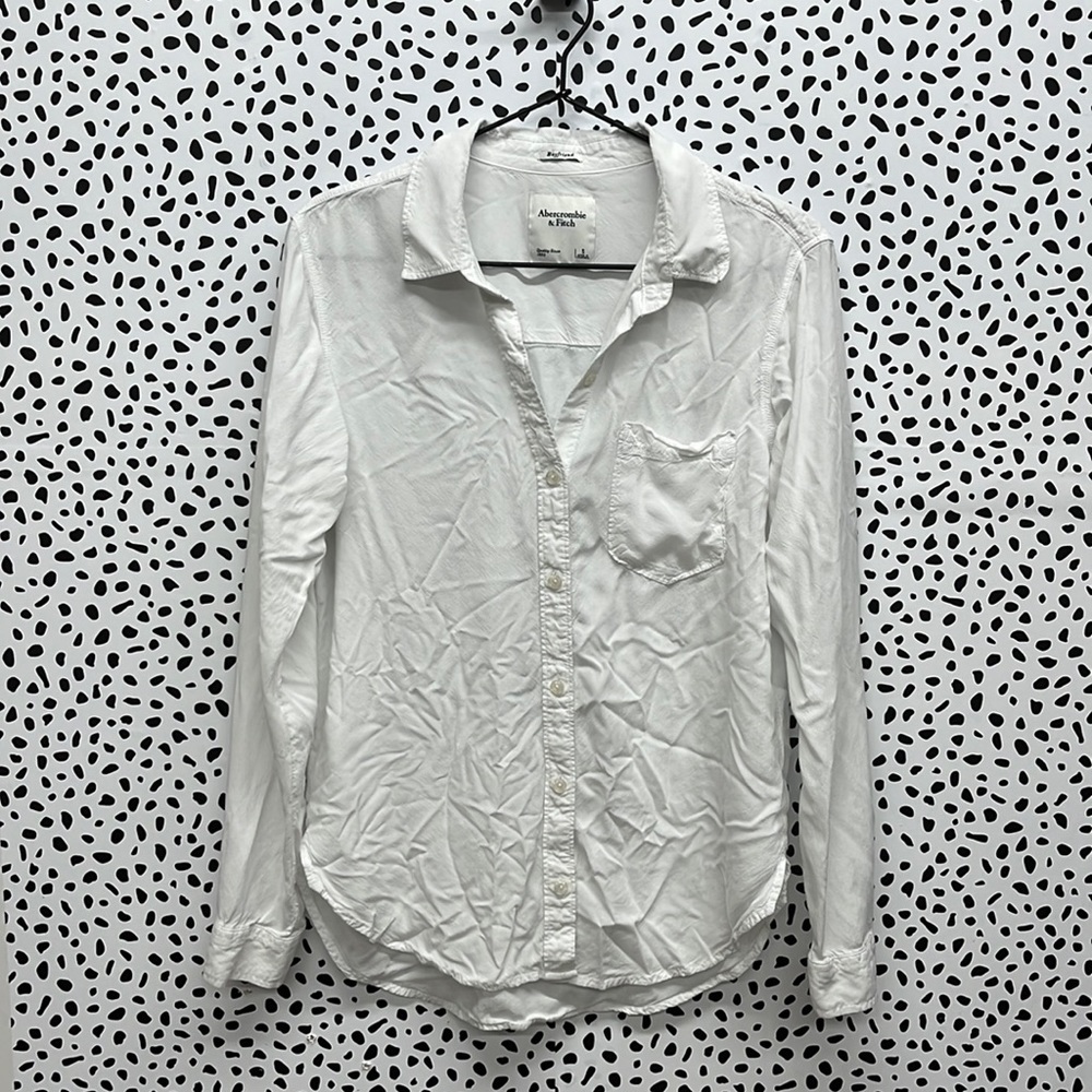 Abercrombie & Fitch Boyfriend Button Up Shirt White